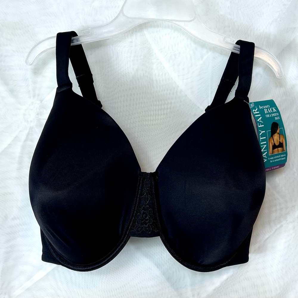 Vanity Fair Underwire Full Figure Smooth Back Black Bra / 38H